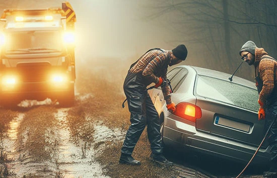 Wyciąganie auta z rowu lub zaspy Śląsk — Skutecznie 24h/7.