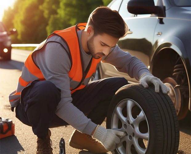 Wymiana koła na trasie Śląsk — Mobilna wymiana 24h/7.